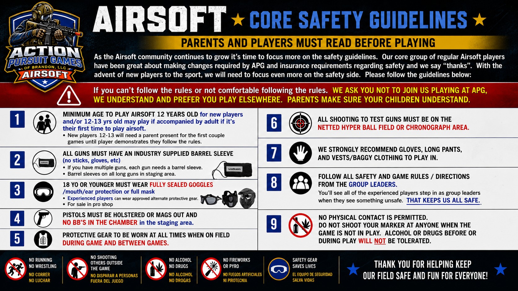 Airsoft Core Safety Guidelines